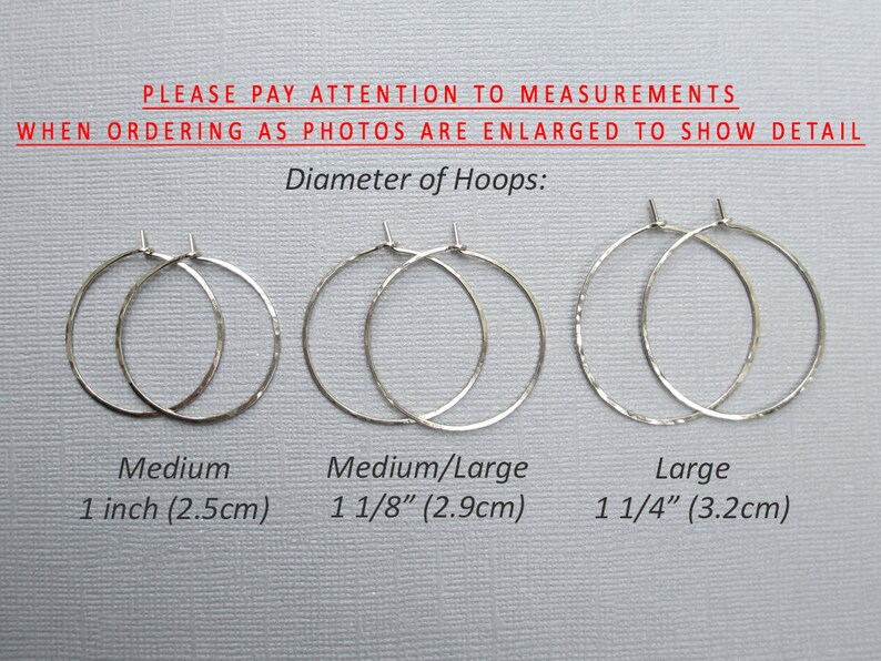 Sterling Silver Hoop Earrings Silver Hoop Earrings Hammered Hoops Dainty Simple Plain Thin Hoops Size Small Medium Argentium image 5