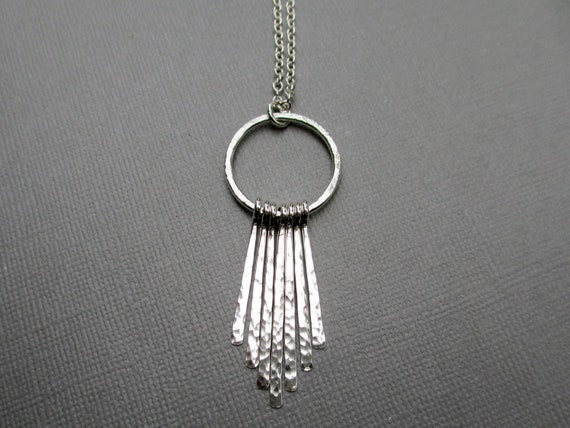 Long Sterling Silver Fringe Necklace 