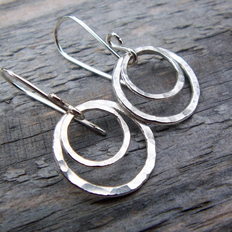 Sterling Silver Earrings Hammered Circle Earrings Hammered - Etsy