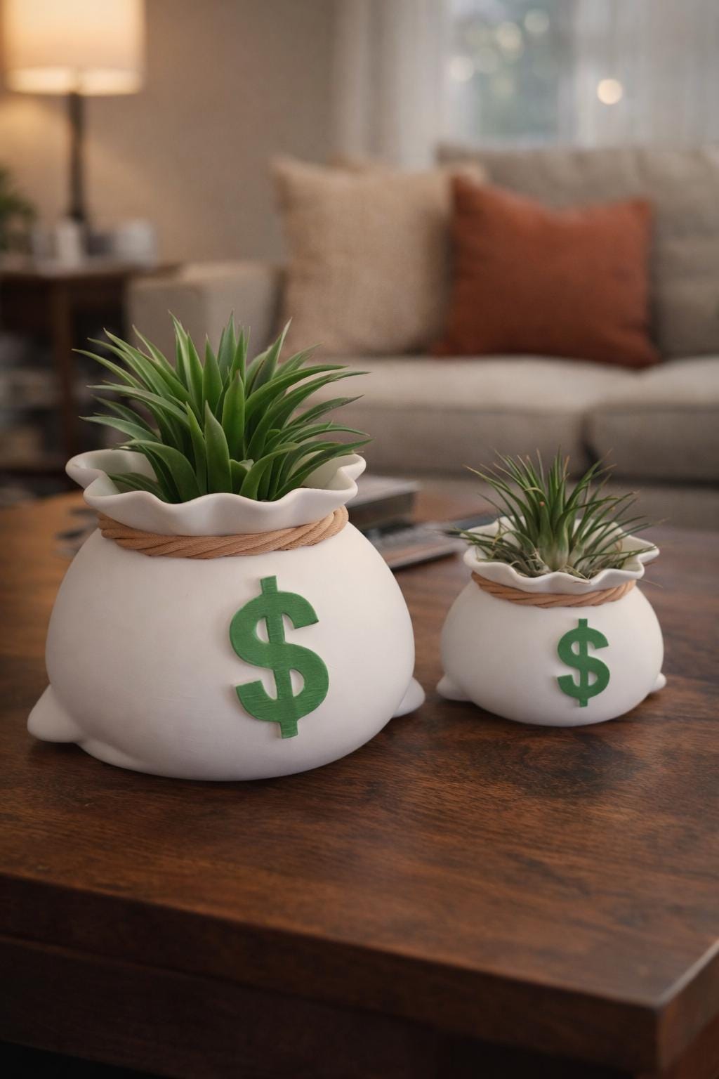 Money Bag Planter - Perfect for Succulents or Air Plants Unique Home Decor Gift for Plant Lovers