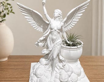 Nike Goddess Sculpture | Winged Victory Planter | Greek Mythology Decor | Air Plant, Succulent & Peperomia Pot | 3D Printed Statue