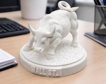 Wall Street Bull-skrivbordsstaty | Bullmarknadssymbol | Kontorsdekor för aktiehandlare | 3D-utskrift