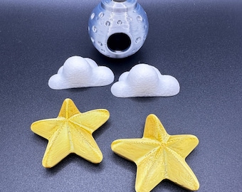 Luna con nubes o estrellas / Decoración de escondite de araña saltarina
