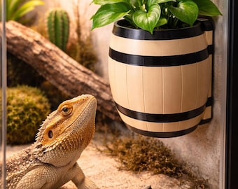 Magnetic Barrel Planter | sized for REPTILES | Plant Add-ons