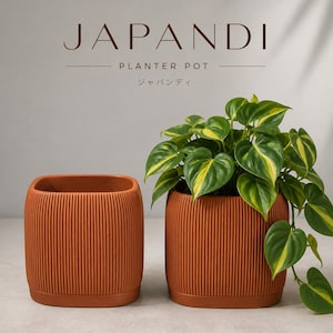 Japandi Style Planter Pot | Optional Plant Add-Ons – 3D Printed - Eco-friendly