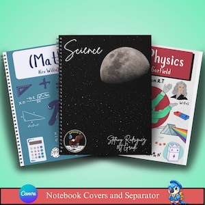 Cubierta de cuaderno digital - Hermoso separador de cuaderno imprimible - Bonita plantilla divisora A4 - Decoración variada en tamaño de letra