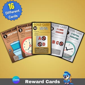Digitale Lernbelohnungskarten - 3x5 bunte druckbare Vorlage - motivierende hilfreiche Karteikarten - lustiges mehrschichtiges Spiel