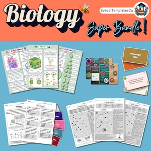 Puede incluir: Un conjunto colorido de hojas de trabajo de biología imprimibles para estudiantes. Las hojas de trabajo incluyen temas como los sistemas corporales, las células vegetales, la división celular, la ecología y las búsquedas de palabras. Las hojas de trabajo están diseñadas para estudiantes de secundaria o preparatoria.