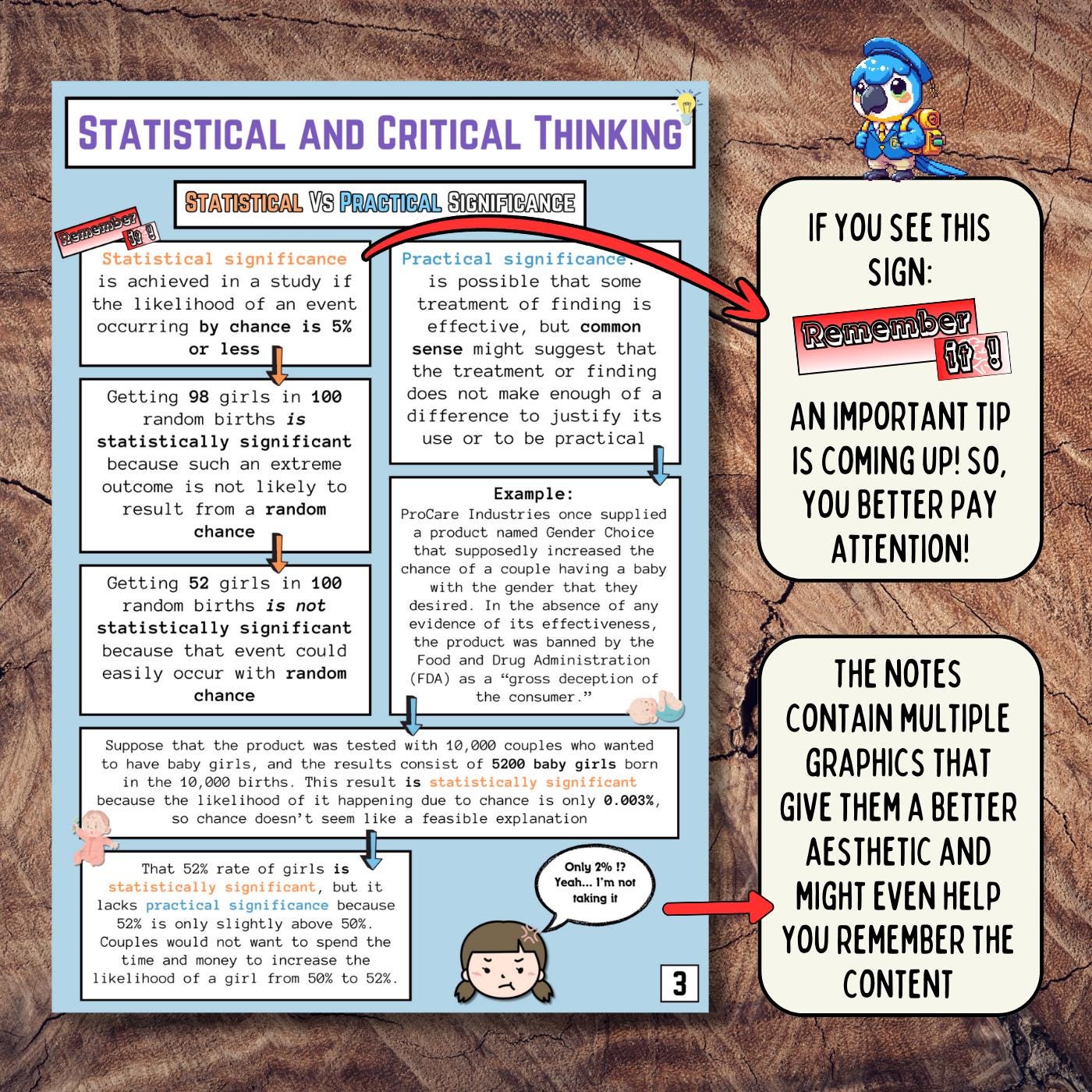 Statistical & Critical Thinking Notes | Printable Statistics Notes | A4 ...