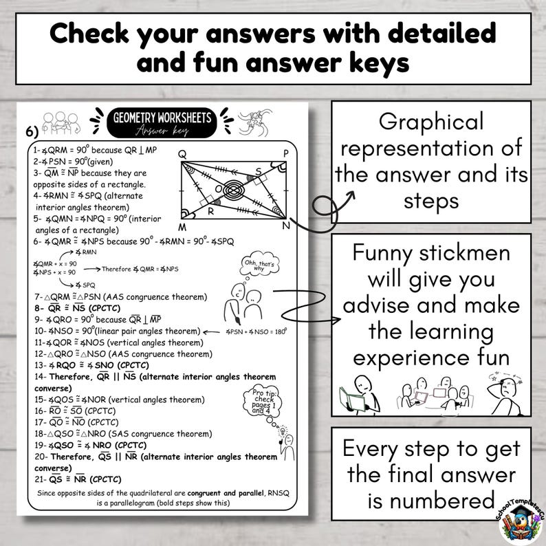 Printable Geometry Study Kit: Notes, Worksheets & Answer Keys (A4 ...