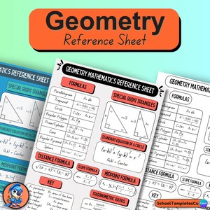 Digital Geometry Reference Sheet Printable A4 Mathematics Sheet Cheat ...