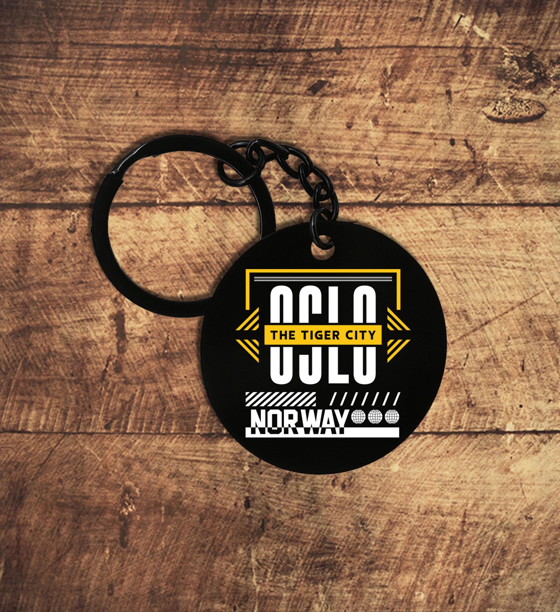 Oslo City Travel Norway, Keychain Personalized, Custom Steel