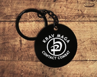 Llavero con etiqueta para llavero, diseño de arte marcial de combate de contacto Krav Maga, regalo personalizado, placa para perro, pin