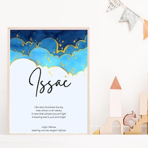 Issac, baby name meaning wall art, personalized nursery decor, name meaning poem, baby shower gift, custom name poetry, newborn keepsake