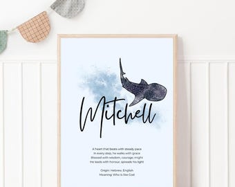 Mitchell Personalized Name Art Baby Boy Nursery Decor Name Meaning Print Digital Download Baby Shower Gift Poem Art Custom Birthday Gift