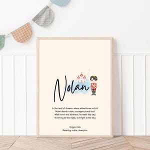 Nolan, baby name meaning wall art, personalized nursery decor, name meaning poem, baby shower gift, custom name poetry, newborn keepsake