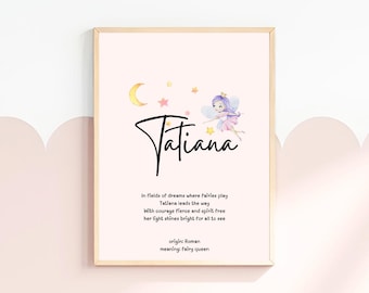 Tatiana Name Meaning Art | Personalized Nursery Name Art | Custom Nursery Name Sign | Baby Shower Gift | First Birthday Gift | Girl Room