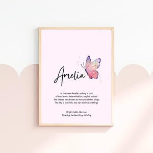 Amelia Baby Name Meaning Art - Custom Nursery Decor - Gift for New Parents - Personalized Poetry Keepsake for Newborn