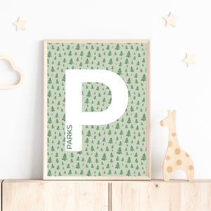 Personalized Initial Art Printable | Custom Name Art | Woodland Nursery Decor | Nursery Art | Monogram Print | Nursery Letter Art