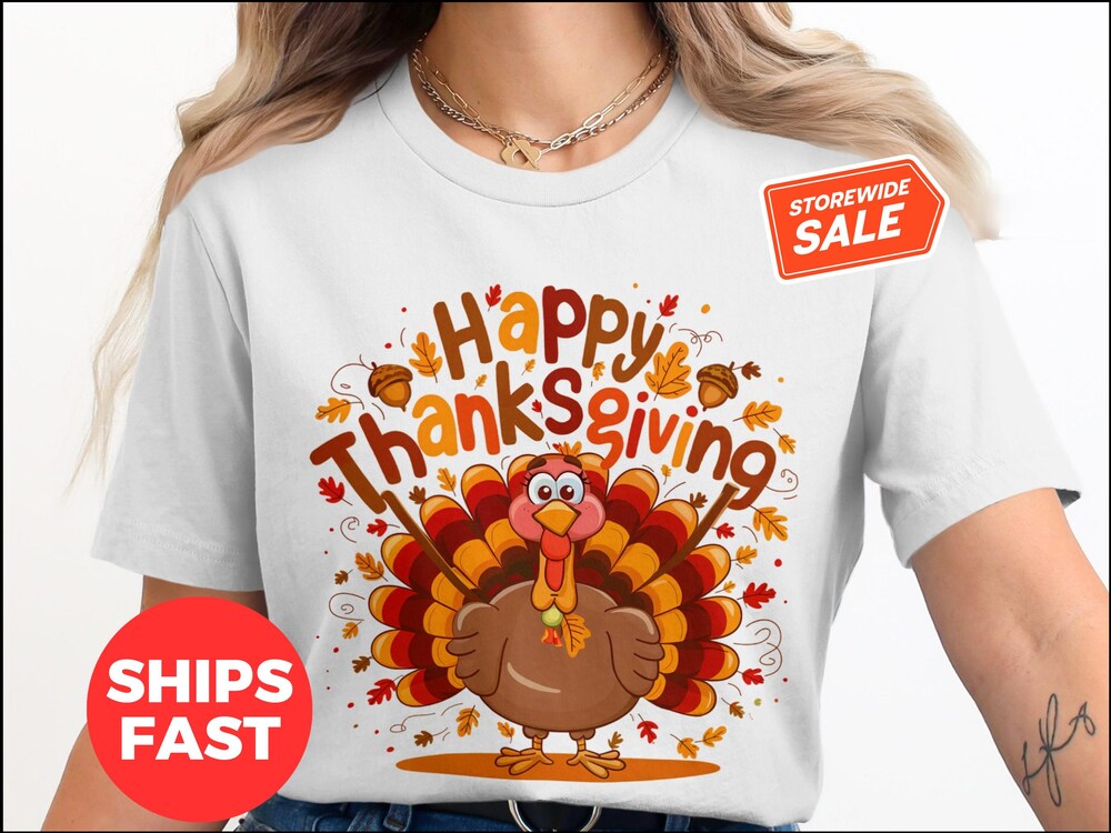 Thanksgiving Outfit Cute Thanksgiving Turkey Shirt, Happy Thanksgiving T-Shirt, Fall Harvest Turkeys Tee, Autumn Leaves Turkey Graphic Tee, Family Thanksgiving Festive Turkey Tee Gifts For Day Peckshirt