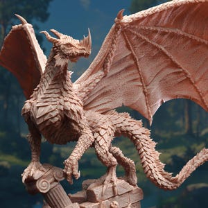 Dragon vert juvénile – Midorius le Brisé | Dragon fantastique miniature pour D&D, Pathfinder, TTRPG | Résine 32 mm par DM Stash