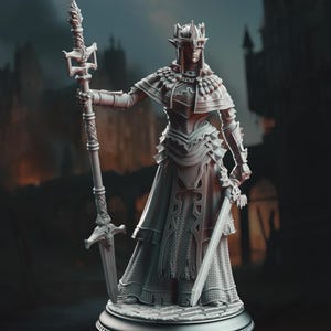 Half-Elf War Maiden Cleric - Cleric Elf Miniature | 32mm & 75mm Resin for DnD, Pathfinder, Fantasy TTRPGs | DM Stash