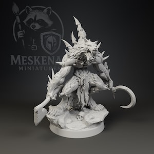 Corrupted Werewolf Miniature • 32mm Resin Monster for DnD, Pathfinder, Horror TTRPGs | Goetia Miniatures