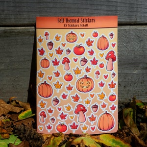 Fall Sticker Sheet | Clear Autumn Planner Stickers | Seasonal Scrapbooking Vinyl Stickers | Bullet Journaling Stickers - 5&quot;x7&quot;