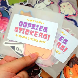 Oopsie B-Grade Sticker Pack | 5-Pack of Discounted Stickers | Personalize or Surprise | Mystery Blind Bag | 2.5&quot; to 3.5&quot; Vinyl Stickers