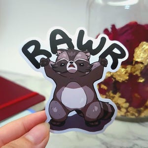Rawr Raccoon Sticker: Funny Waterproof Vinyl Decal
