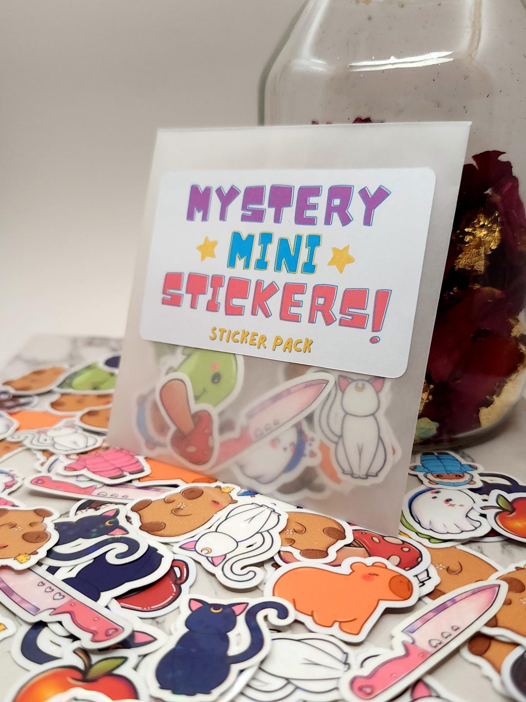 Large Mini Sticker Mini Mystery Sticker Pack | 12 Random Small Vinyl Stickers | Cute Tiny ...