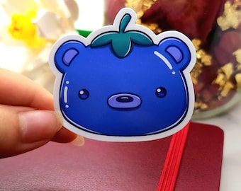 Blueberry bear sticker, Kawaii Fruit Bear Vinyl Sticker, Bear Foodie sticker