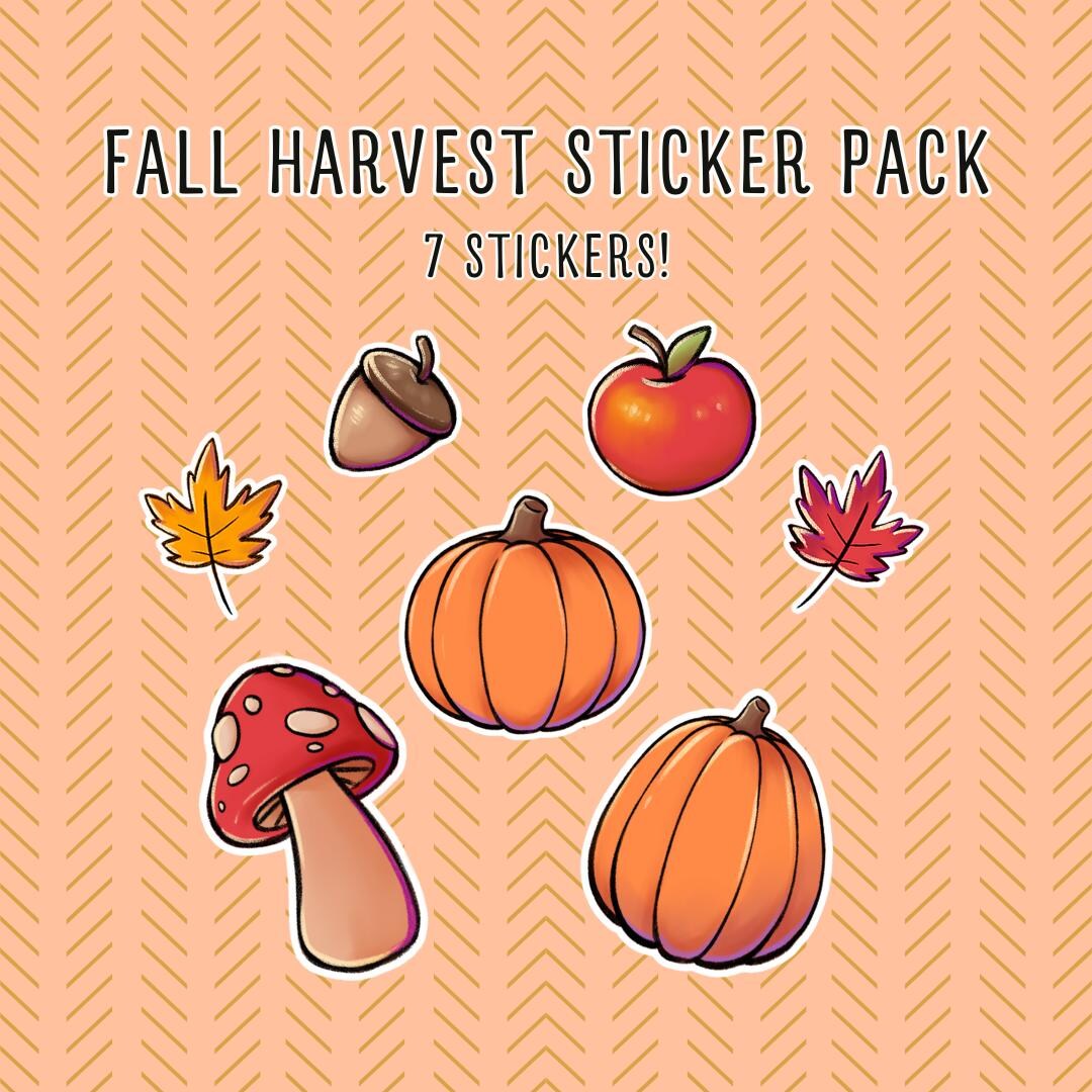 Fall Harvest Seasonal Sticker Pack Cute Autumn Nature Vinyl Stickers ...