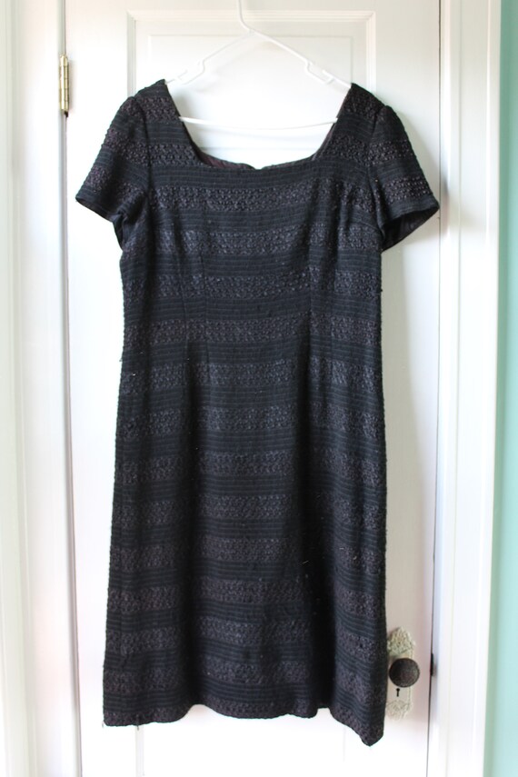 1960s black embroidered wool dress / early 60s bla