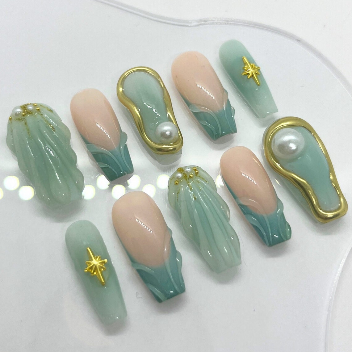 Y2k Gold 3d Chrome Mermaid Design Medium Coffin Handmade Custom Press ...