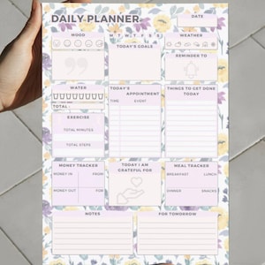 Daily Planner | Floral Daily Planner | Portrait | Floral Theme | Digital Download