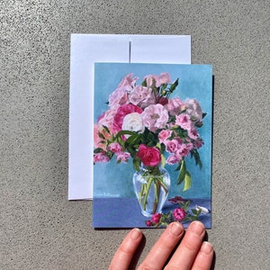 Myra&#39;s Pink Roses Notecard