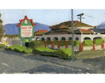 Landscape Painting - Original Oil - "Chinese and American Food"