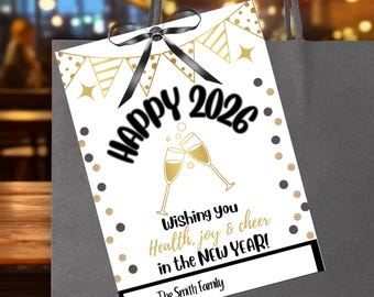 New Year's Eve Gift Tags Printable Editable | NYE Party Favor Tags | Instant Download