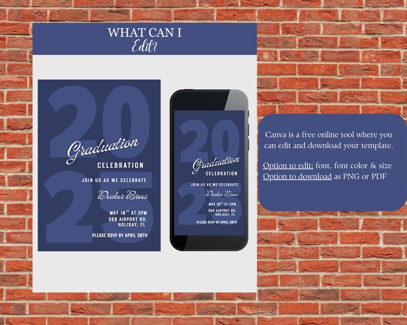 EDITABLE Graduation Party Invitation TEMPLATE | Customizable Digital ...