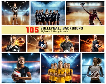 105 Cenários digitais de vôlei para fotografia esportiva / Fundo de vôlei / Pôster de vôlei / Retrato de vôlei