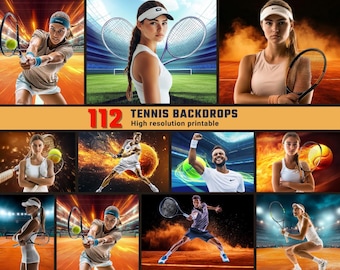 112 Cenário digital de tênis para fotografia esportiva / Fundo de tênis / Pôster de tênis / Retrato de tênis / Fundo esportivo.