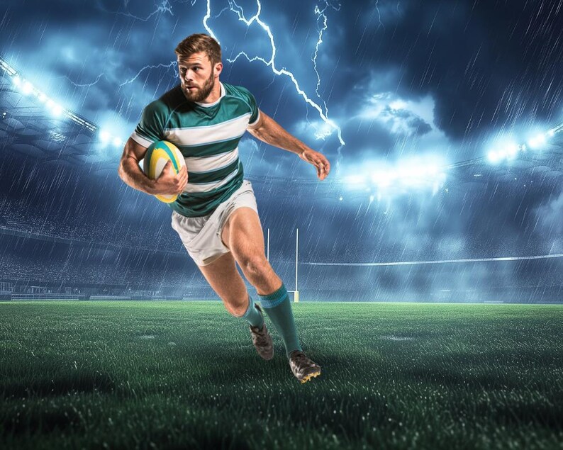 Rugby Stadium Lights Digital Backdrop: Sports Field Photography (JPG ...