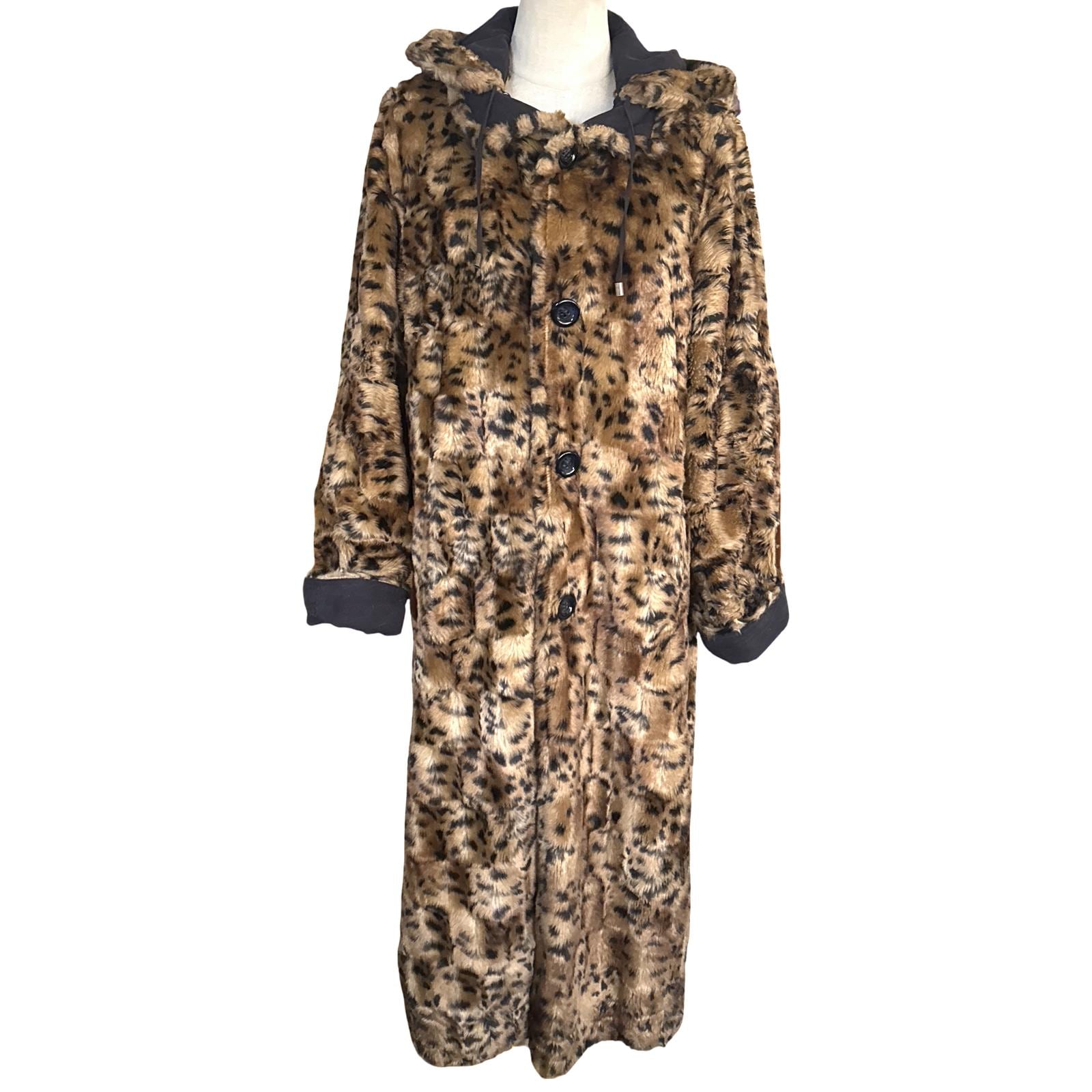 Vintage Long Leopard Faux Fur Coat - Etsy