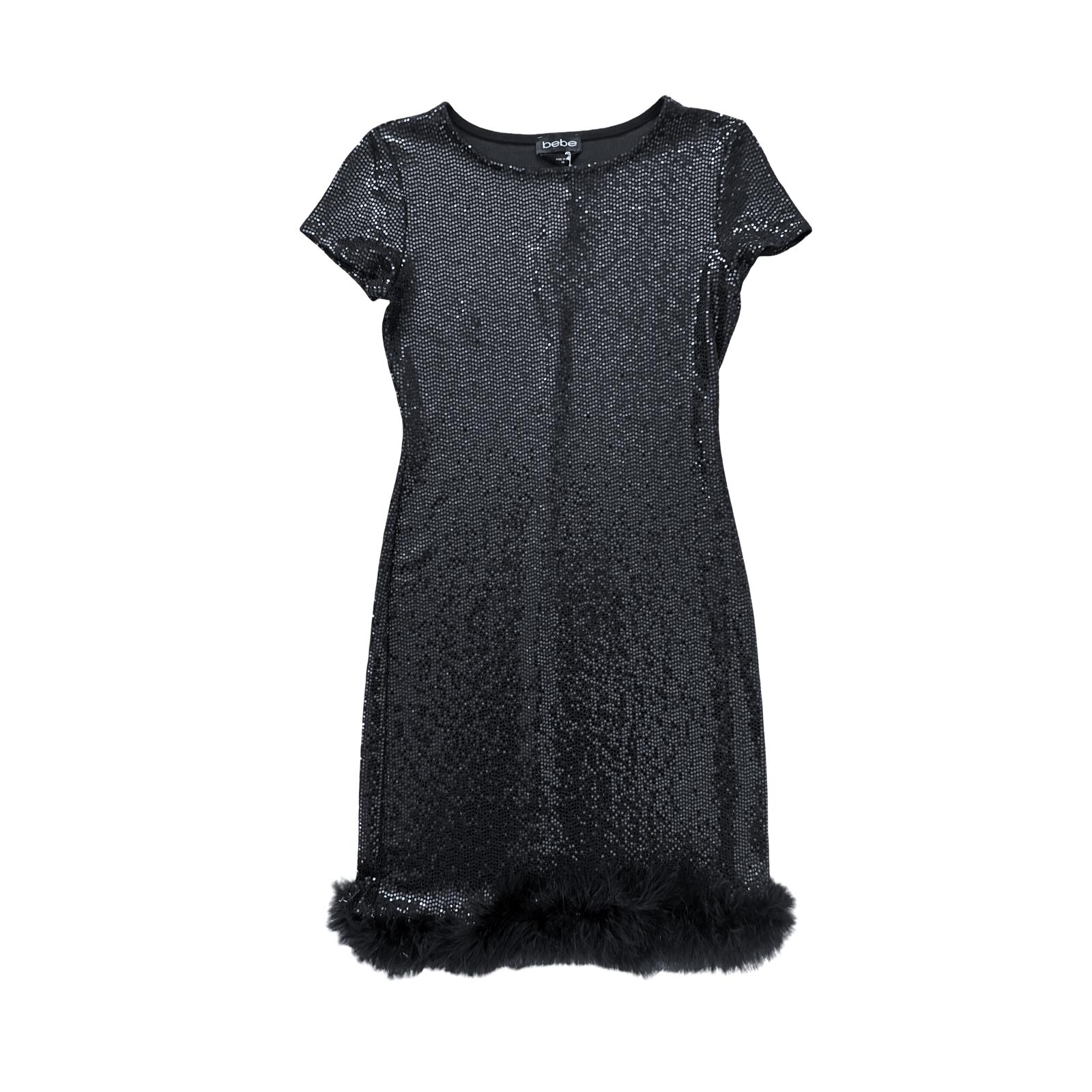 bebe black sequin dress Floral Sequin Body Con Dress – bebe main image 1