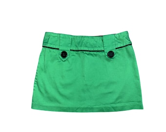 ヴィンテージ Y2K グリーンボタンディテール マイクロミニスカート サマーフェスティバル プレッピー