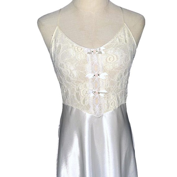 Vintage 90s White Cream Lace Rosette Midi Slip Dress Coquette Cottagecore  Fairy Festival Boho - Etsy