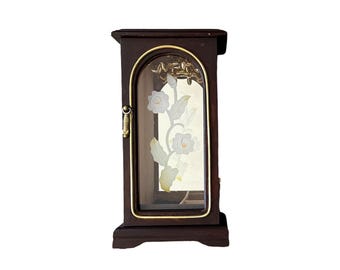 Vintage Wooden Glass Floral Etched Jewelry Armoire Whimsigoth Victorian Cottage