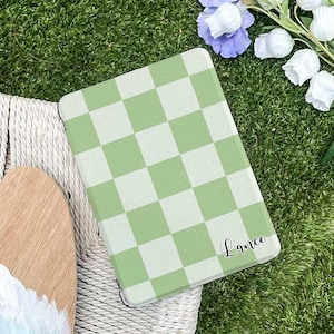Light Green Stripe Personalization Kindle Paperwhite 12th Gen 2024 Case, Paperwhite 2021 Cover 6.8&quot; Case, Kobo Clara Case Gifts For Her