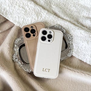 Personalized Simplicity Leather Phone Case name phone case for iPhone 16 15 14 13 Pro Max monogram phone case Gift idea for her Custom Case